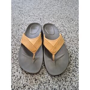 Abeo Kadie Flip Flop Sandals Size 12W Neutral Yellow Thong Slip On Orthotic